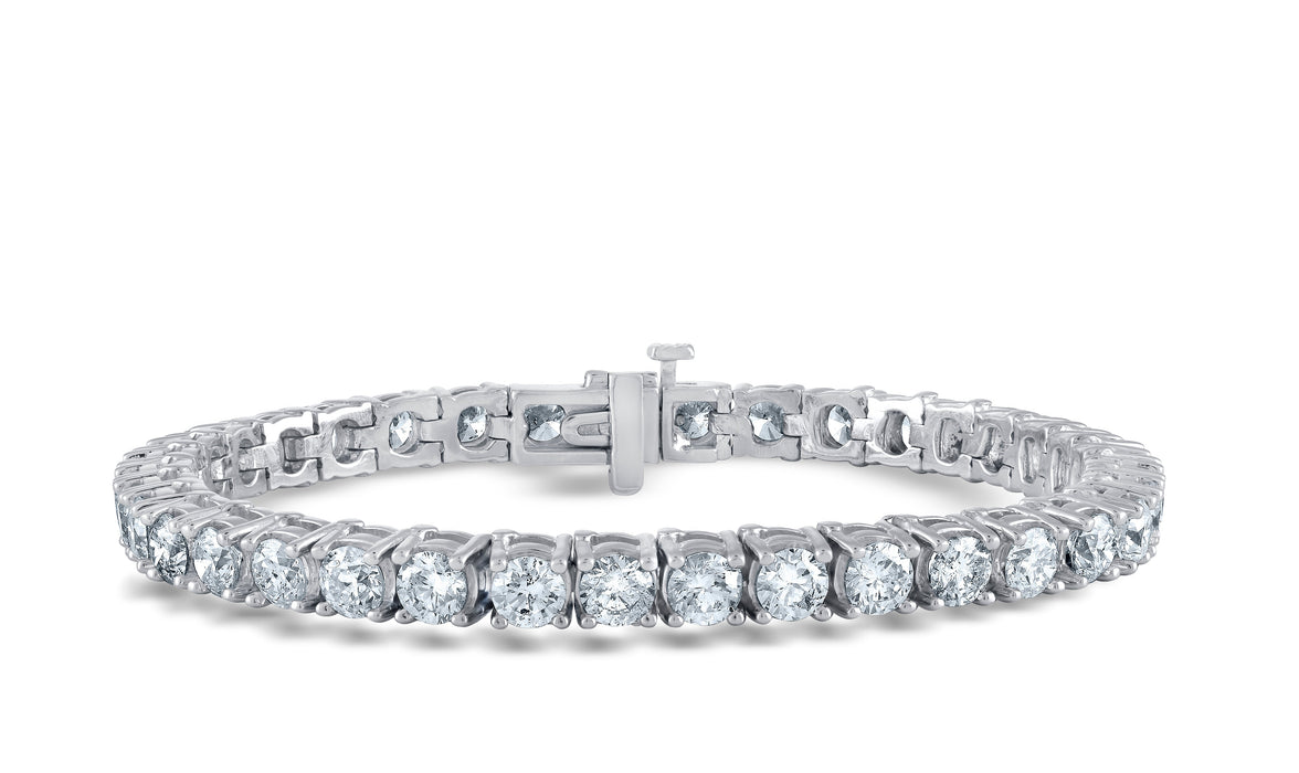14K White Gold C 2.00 ctw - 8.00 ctw 4 Prong Round Diamond Tennis Bracelet