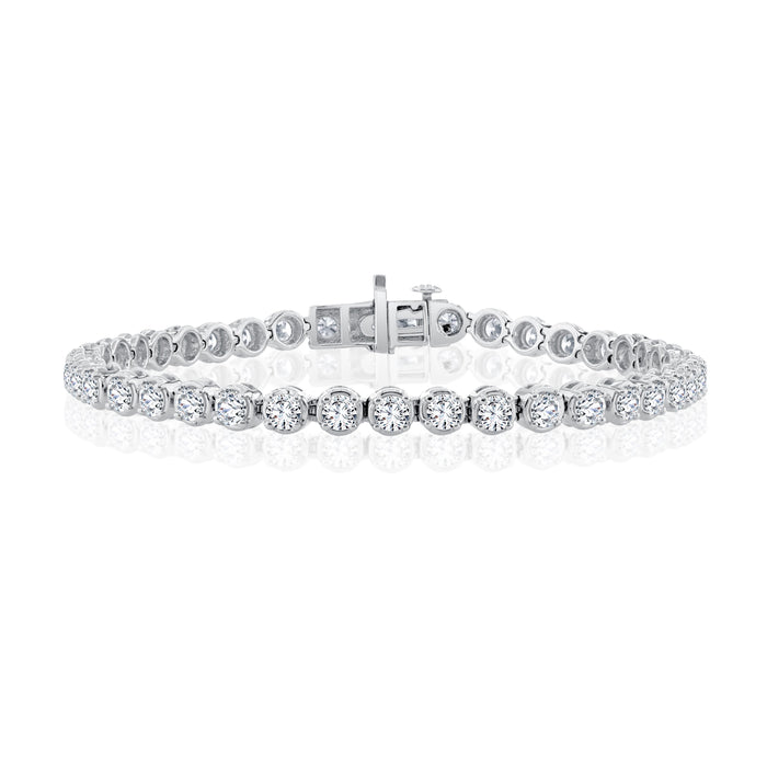 14K White Gold C 2.00 ctw - 8.00 ctw Round Diamond Tennis Bracelet