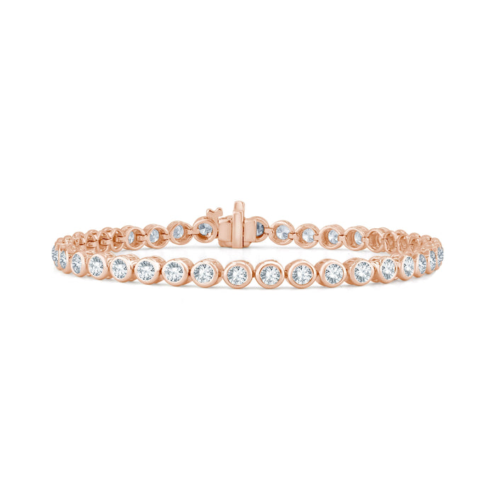 14K White Gold C 1.00 ctw - 6.00 ctw Bezel Set Round Diamond Tennis Bracelet