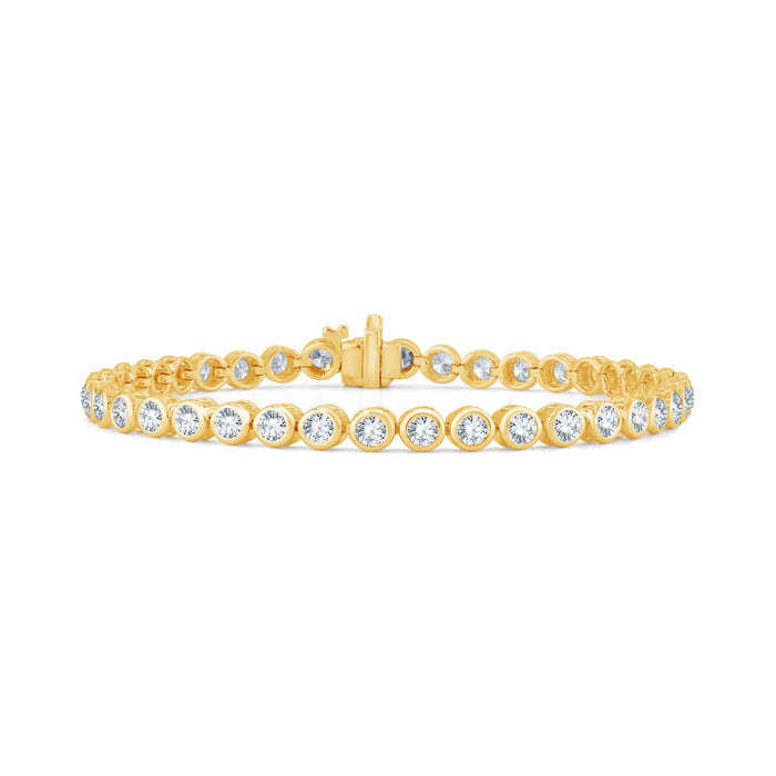 14K White Gold C 1.00 ctw - 6.00 ctw Bezel Set Round Diamond Tennis Bracelet