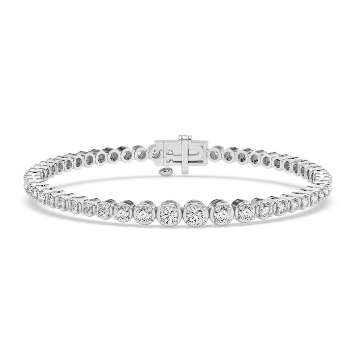 14K White Gold C 1.00 ctw - 3.00 ctw Graduating Diamond Tennis Bracelet