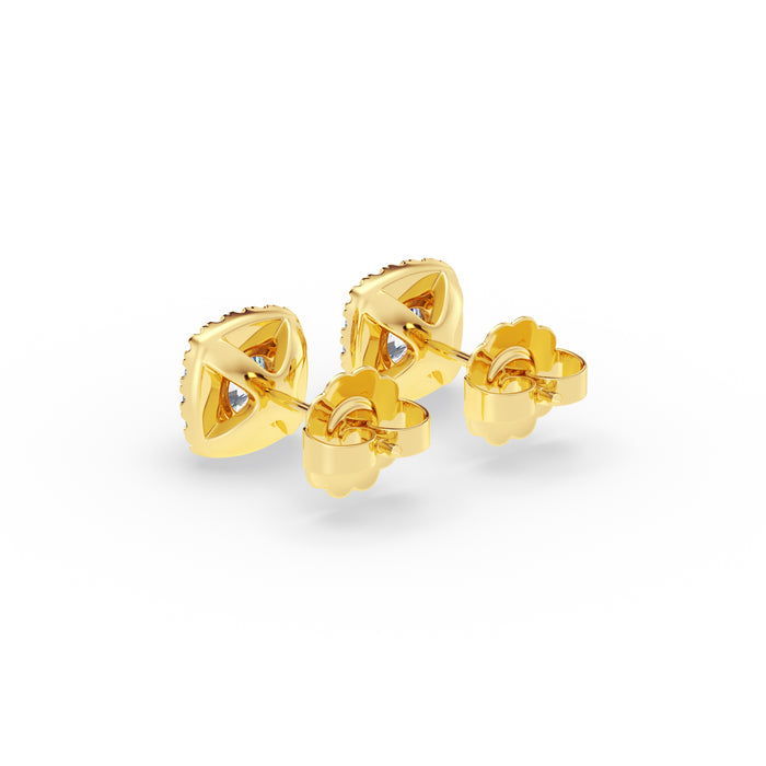 14K Pushback Halo Earring (Cushion)