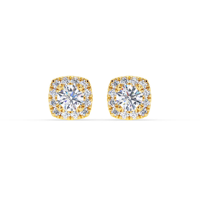 14K Pushback Halo Earring (Cushion)