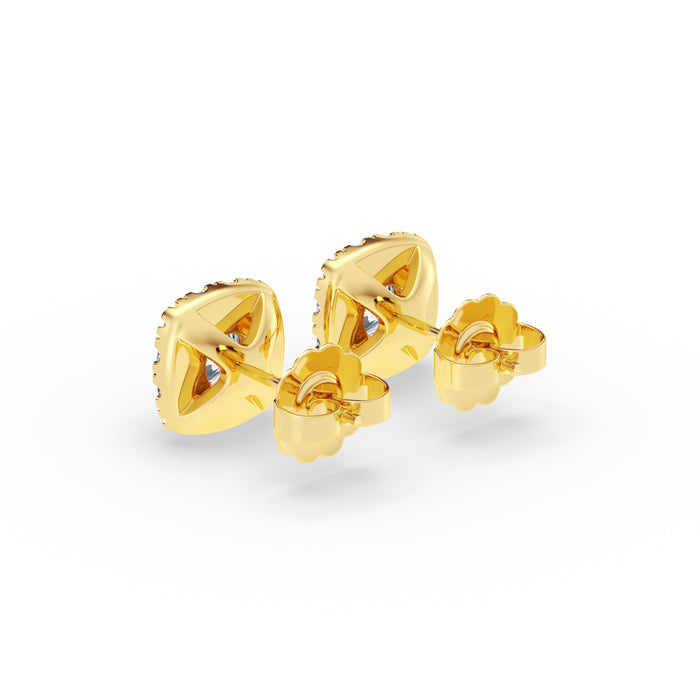 14K Pushback Halo Earring (Cushion)