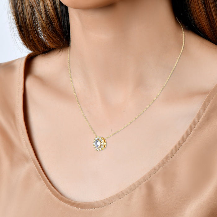 14K Halo Solitaire Pendant