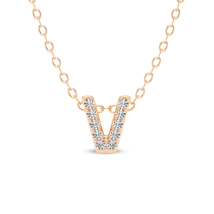 ‘V’ Letter Pendant- 14k Gold Plated 925 Sterling Silver