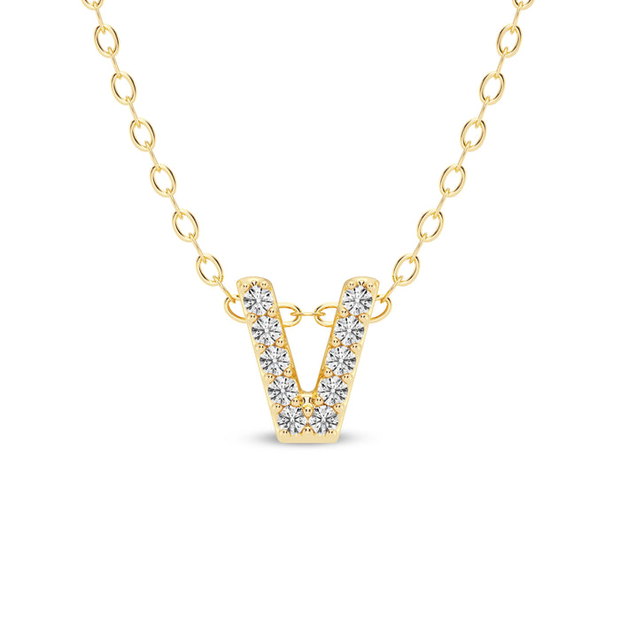 ‘V’ Letter Pendant- 14k Gold Plated 925 Sterling Silver