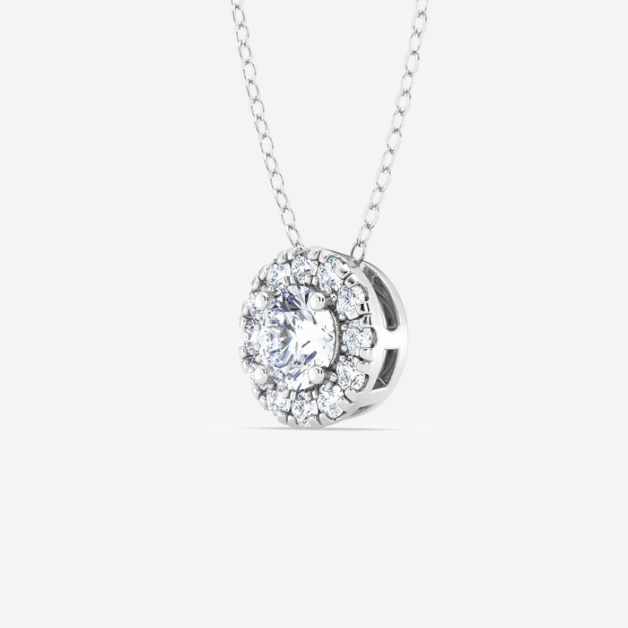 14K Halo Solitaire Pendant