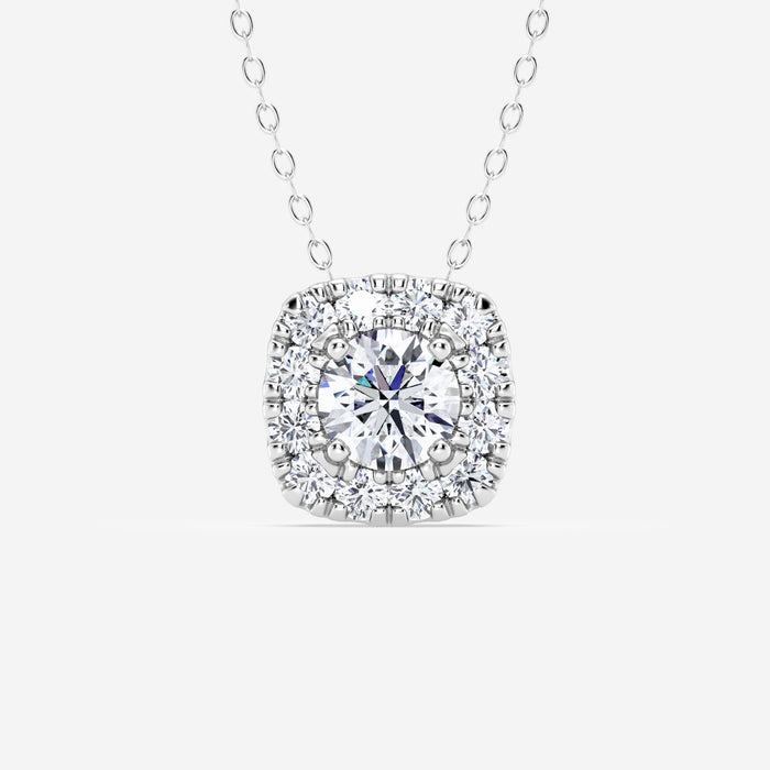 14K Halo Solitaire Pendant (Cushion)