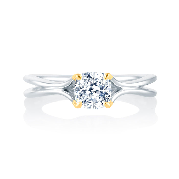 Solitaire A Diamond Semi Mount Engagement Ring with 1.00 ct Cushion