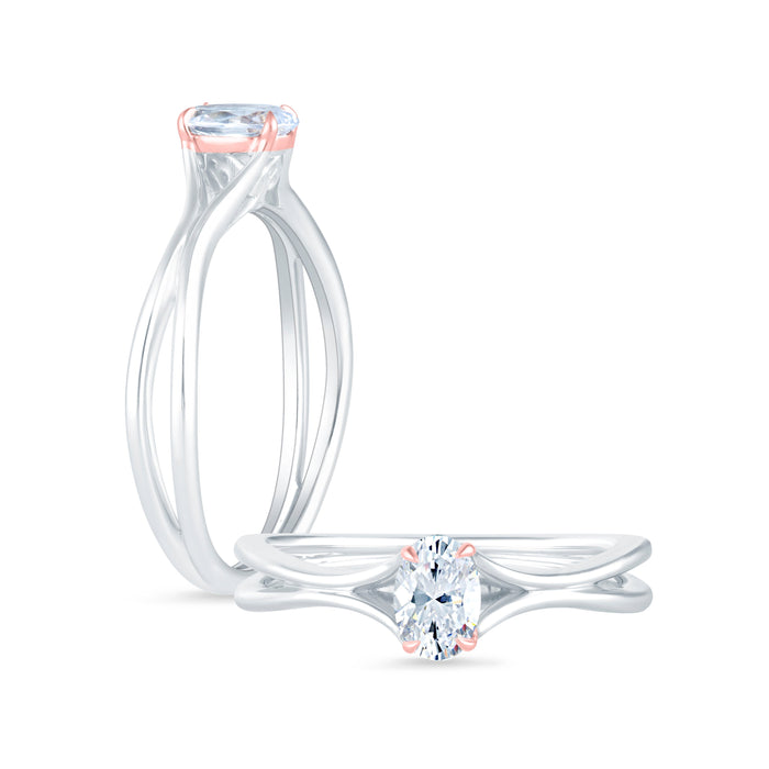 Solitaire A Diamond Semi Mount Engagement Ring with 0.50 ct Oval