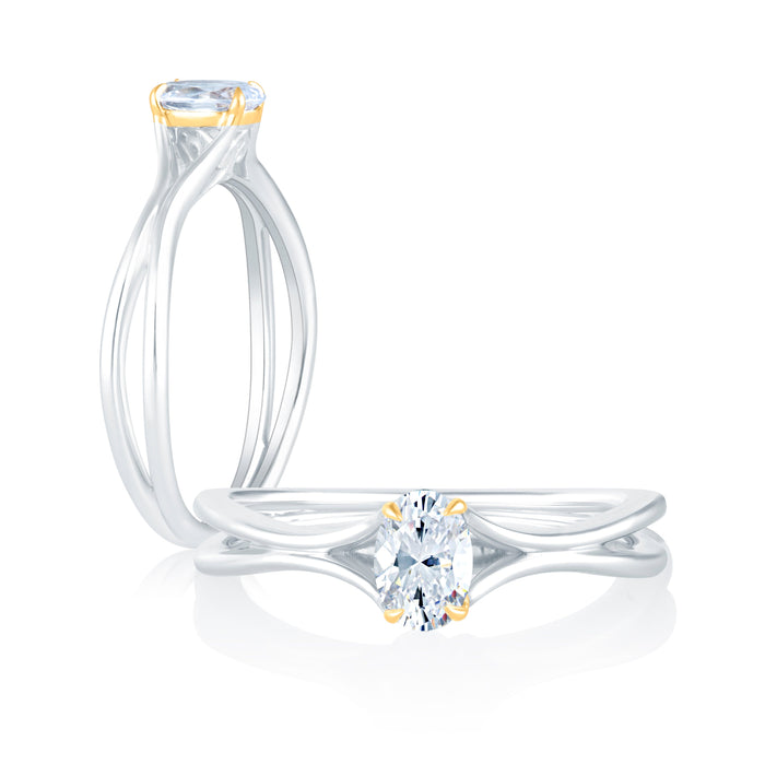 Solitaire A Diamond Semi Mount Engagement Ring with 0.50 ct Oval