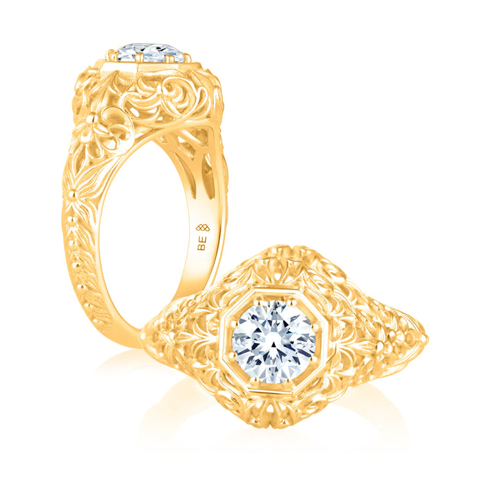 Solitaire A Diamond Semi Mount with 1.00 ct Round Engagement Ring