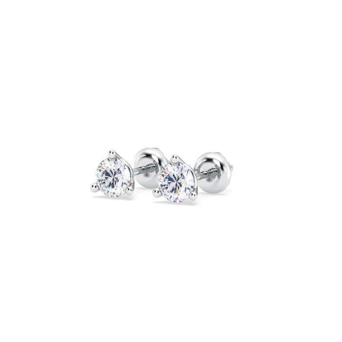 14K Screw Back 3 Prong Stud