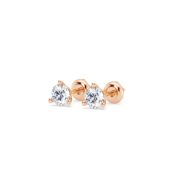 14K Screw Back 3 Prong Stud