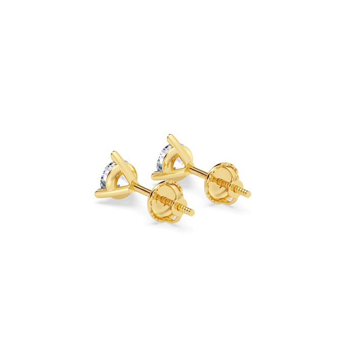 14K Screw Back 3 Prong Stud