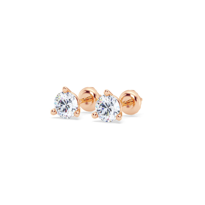 14K Screw Back 3 Prong Stud