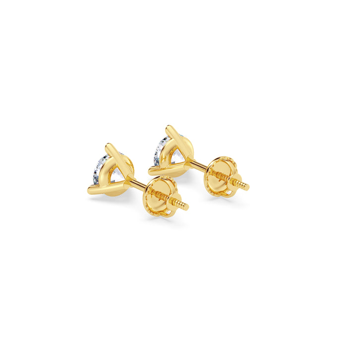 14K Screw Back 3 Prong Stud