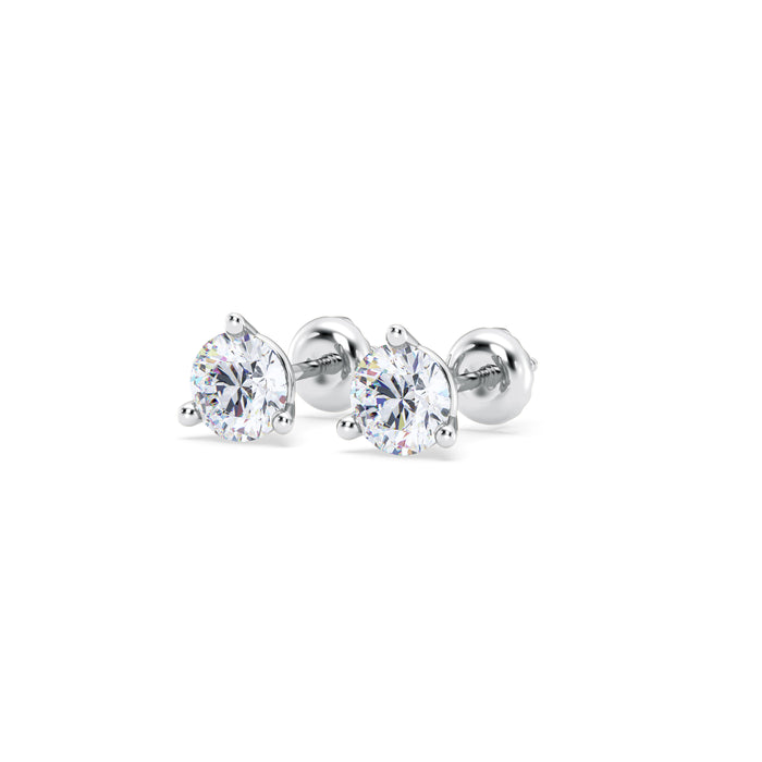 14K Screw Back 3 Prong Stud