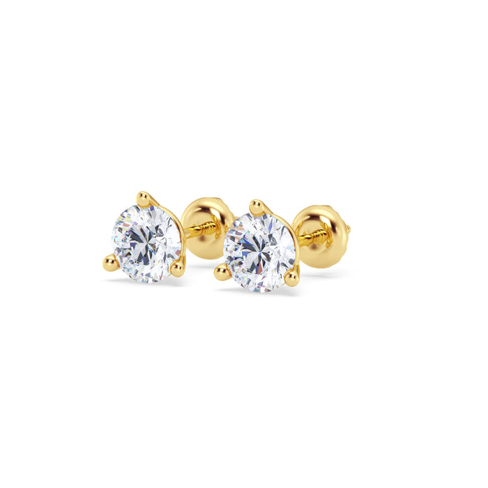 14K Screw Back 3 Prong Stud