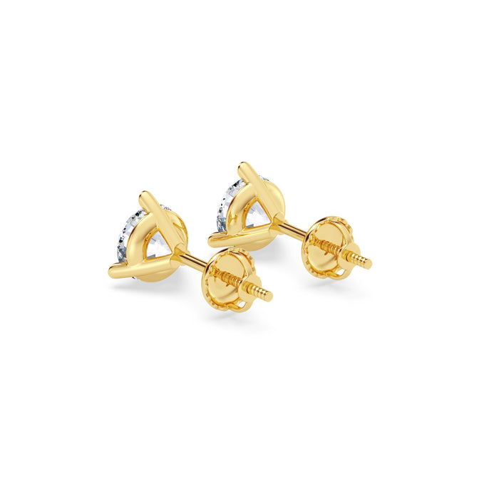 14K Screw Back 3 Prong Stud