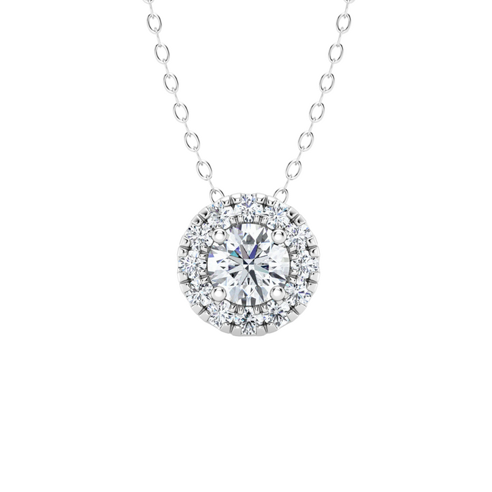 14K Halo Solitaire Pendant